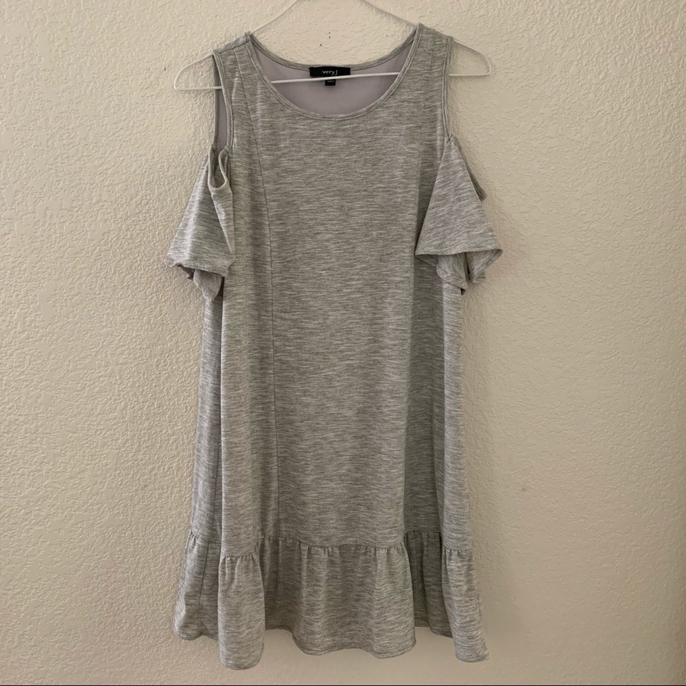 Grey Mini Off-the-Shoulder Dress